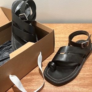 Zara Black Leather Sandals, SZ 8